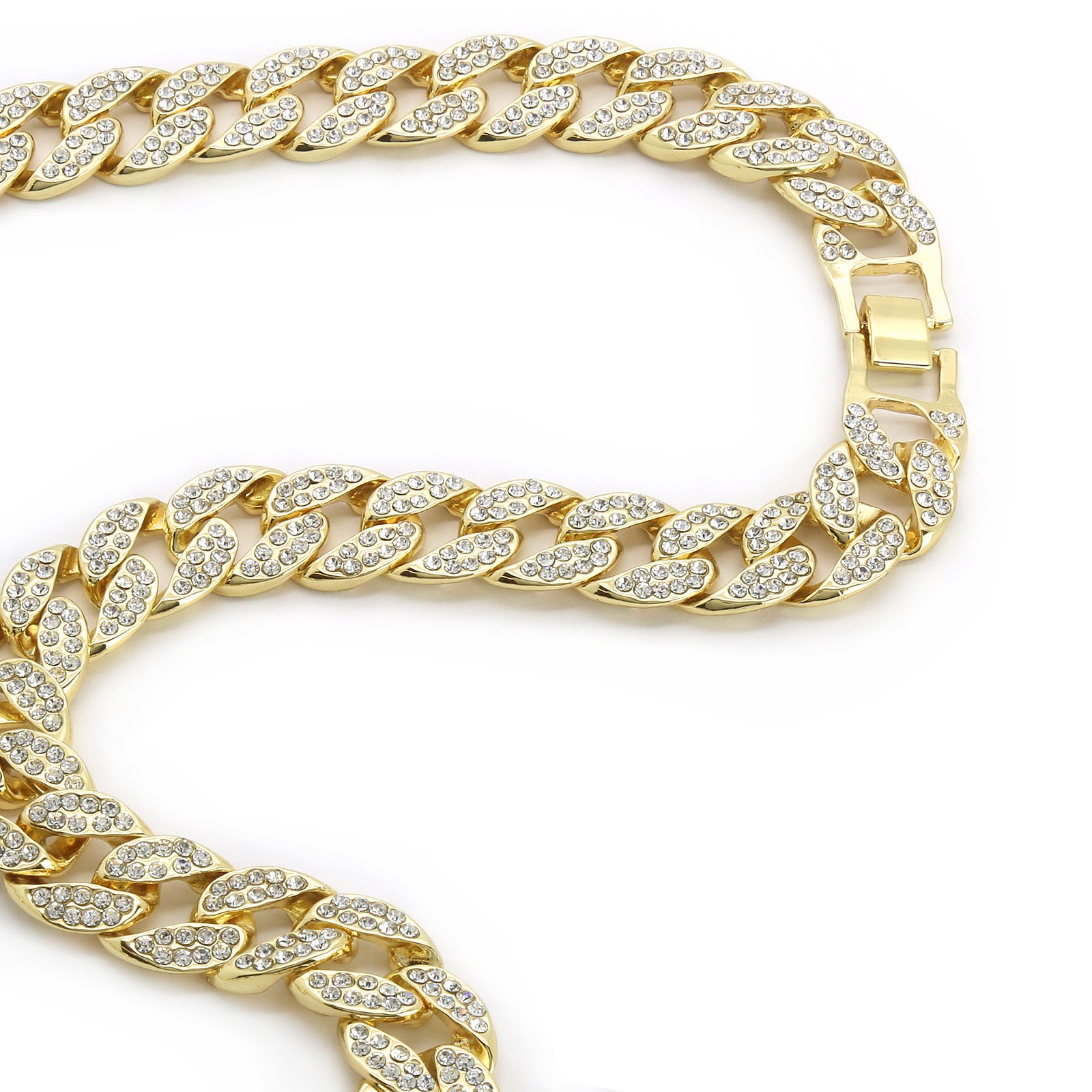 Mens Gold Tone Cuban Cz Hip Hop Full Stone Iced Out 30