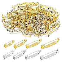 240pcs Bar Pins Brooch Pin Backs for Jewelry Making, Heliltd Metal Brooch Safety Pin Clasps 4 Sizes Tone Bar Pin Backs for Badge Crafts Making Corsage Name Tags Jewelry DIY Crafting Sewing Fabric