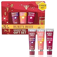 Burt's Bees Holiday Gift, 3 Lip Care Stocking Stuffer Products, Squeezy Trio Tinted Lip Balm Set, Berry Sorbet, Sweet Peach & Watermelon Rush