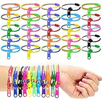 50 PCS Friendship Fidget Zipper Bracelet, 7.67 Inch Neon Colors Sensory Bracelet Bulk Set, Party Toys for Birthday, Christmas Goodie Bags, Small Prizes