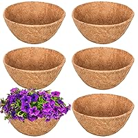6 Pack 12 Inch Round Coco Liners Replacement, 100% Natural Coconut Coir Liners for Hanging Baskets, Garden Flower Vegetables Planter Pot, Window Box, Fence, Decks