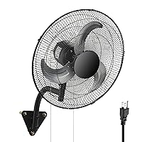 Simple Deluxe Cool Breeze 18-Inch Wall Mount Fan with 3 Speed Settings, 120-Degree Oscillation, Quiet and Effective Cooling for Home, Garage, or Workshop,Black