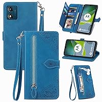 Cellphone Flip Case Premium Leather Wallet Case Compatible with Motorola Moto E13 Case, Flip Magnetic Wallet Case Phone Cover Case [Shockproof TPU Inner Shell] Phone Cover, W Wrist Strap Protective Ca