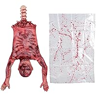 Halloween Bloody Half Body, 29 inch Latex Skinned Half Body with Hanging Bag for Haunted House Halloween Party Indoor Outdoor Decoration