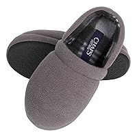 Chaps Boys' Moccasin Slipper House Shoe with Indoor/Outdoor Nonslip Sole Slipper, Grey Closed Back, Large