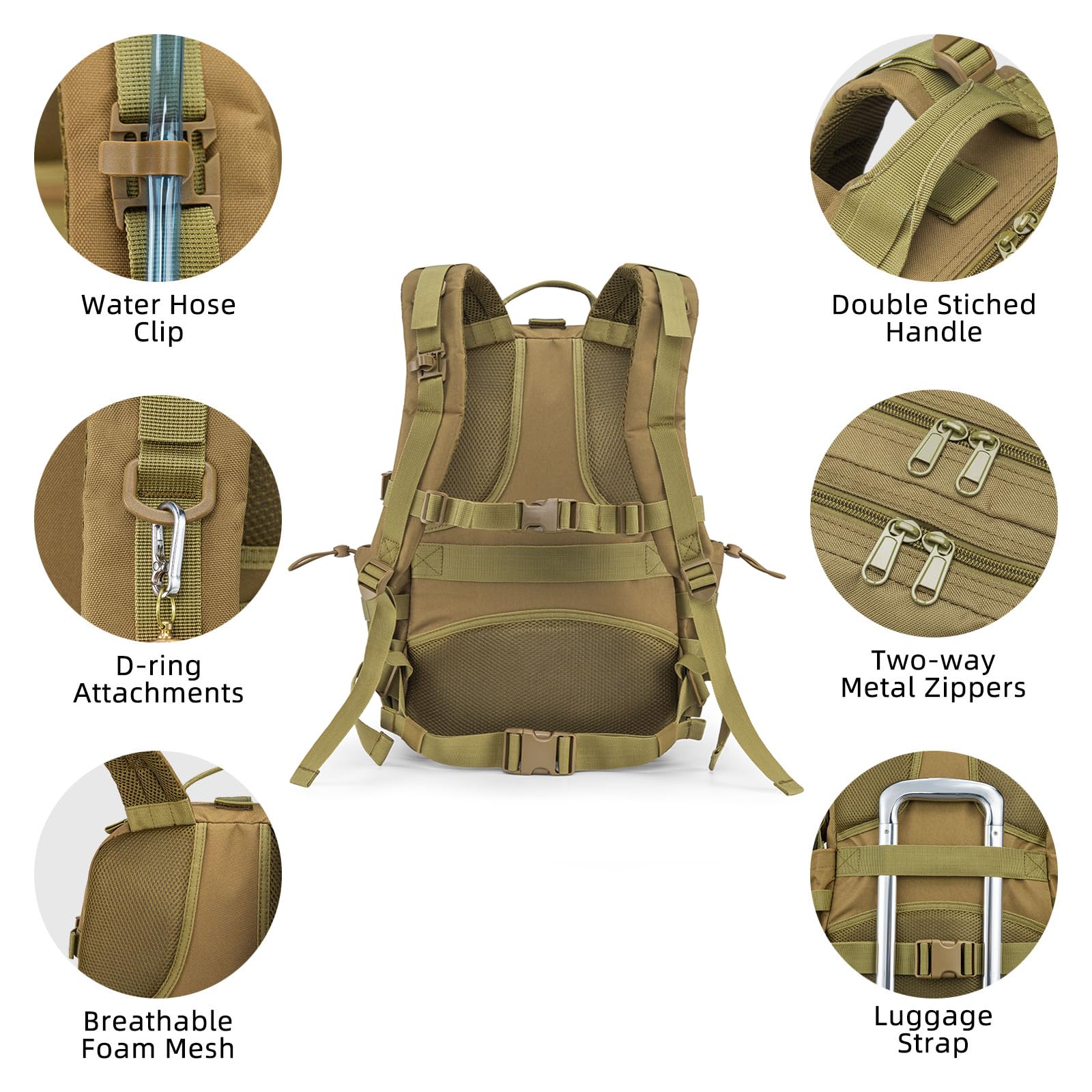 CVLIFE Tactical Backpack (Tan, 40L) Tactical Backpack Military Army Rucksack (Tan, 60L)