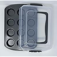 Wilton Ultra Bake Professional Non-Stick Carbon Steel 12 Cup Cupcake Pan with Tall Lid