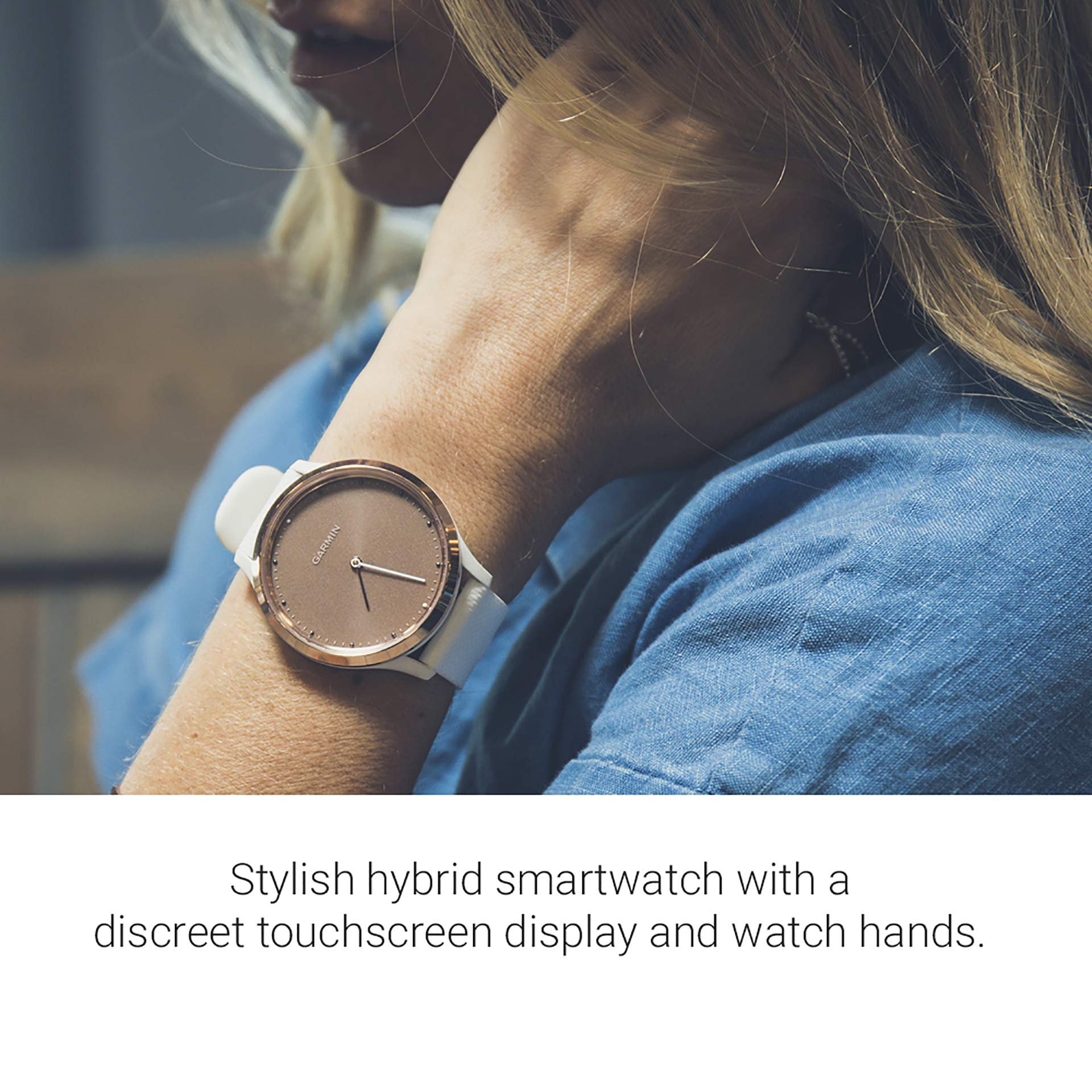 Garmin vivomove HR, Hybrid Smartwatch for Men and Women, White/Rose Gold