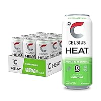 HEAT Performance Energy Drink, Cherry Lime, 16 Fl Oz (Pack of 12)