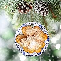Potato Chips Keepsakes Food Lover Porcelain Ornament Potato Chips Gift Winter Holiday Xmas Circle Ornament Newlywed Decoration Romantic Couples Gifts Ideas 3 inches