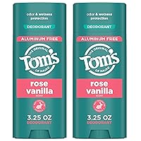 Tom’s of Maine Rose Vanilla Natural Deodorant for Women and Men, Aluminum Free, 3.25 oz, 2-Pack