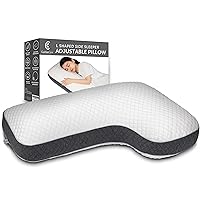 L Shaped Pillow Side Sleeper Pillow for Neck and Shoulder Pain Relief – Adjustable Shredded Memory Foam - Cervical Shoulder Pillow for Back Sleepers - Boomerang Pillows Orthopedic Contour for Nursing