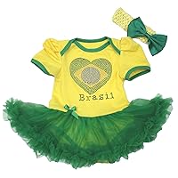 Petitebella Rhinestones Brazil Heart Baby Dress Nb-18m