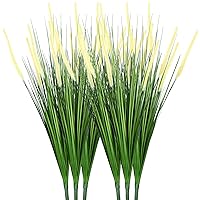 32 Inch Tall Foxtail Reed Onion Grass, 6 Pack UV Resistant Full Shrubs Artificial Plants Indoor Outdoor Living Room Dining Table Garden Office Patio Housewarming Gift