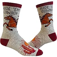 Crazy Dog T-Shirts Men's Ride Em Cowboy Socks Funny Horseback Riding Desert Sun Novelty Western Footwear