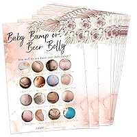 Baby Shower Games - Beer Belly or Pregnant Baby Bump Game for 30 Guests with Game Cards, Gender Reveal Game, Boho Floral Baby Shower Supplies (32)