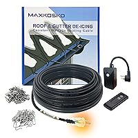 MAXKOSKO Roof Gutter De-Icing Heating Cable Kit, Electric Snow Melting Heat Tape with 10ft Power Cold Lighted Plug, 7W/Ft,120V,75FT, Kit Includes Wireless Remote Control Outlet