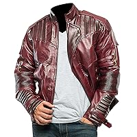 Mens Guards of Space Warriors Galaxy Jacket Chris Hero Pratt Star Synthetic Leather Costume