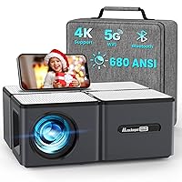 Projector with WiFi and Bluetooth 4K Supported - 680ANSI Outdoor Movie Native 1080P Projector with 300