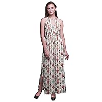 Bimba Summer Ladies Sleeveless Long Print Maxi Dress with Side Slits Summer Wear