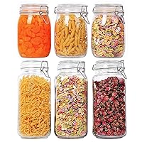 ComSaf Airtight Glass Canister Set of 6 Food Storage Jar （78oz/34oz） Storage Container with Clear Preserving Seal Wire Clip Fastening for Kitchen Canning Cereal,Pasta,Sugar,Beans,Spice