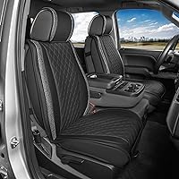 BlingStitch™ Car Seat Covers Full Set - Luxurious Black Vegan Leather Seat Covers for Cars with Clear Bling Crystals, Premium Automotive Seat Covers for SUV, Trucks, Car Bling Luxury