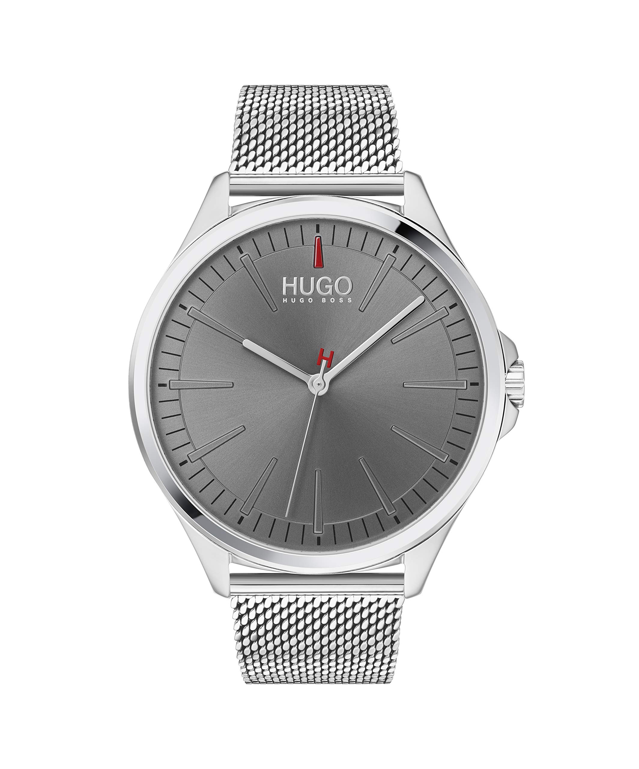 HUGO #Smash Men's Quartz Stainless Steel and Bracelet Watch, Color: Silver (Model: 1530135)