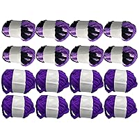 Chunky Blanket Chenille Yarn 128oz 16 Pack for Arm Knitting, Stripes Multicolored Purple Black 8 Pack + Dark Purple 8 Pack Super Bulky Polyester Jumbo Easy Quick Weaving Multi Color Yarn