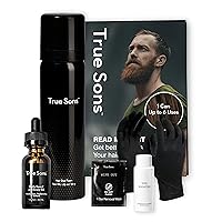 True Sons Hair Dye For Men And Beard Oil - Complete Hair, Beard and Mustache Kit For Natural Dark Brown Look. Instant Dye Booster Applicator For Grey Hair (1.75oz Medium Brown), Daily Beard Oil (1 oz)