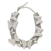 Kleinfeld Womens Bridal Crystal Pave Special Occasion Butterfly Statement Necklace, Crystal/Rhodium, One Size