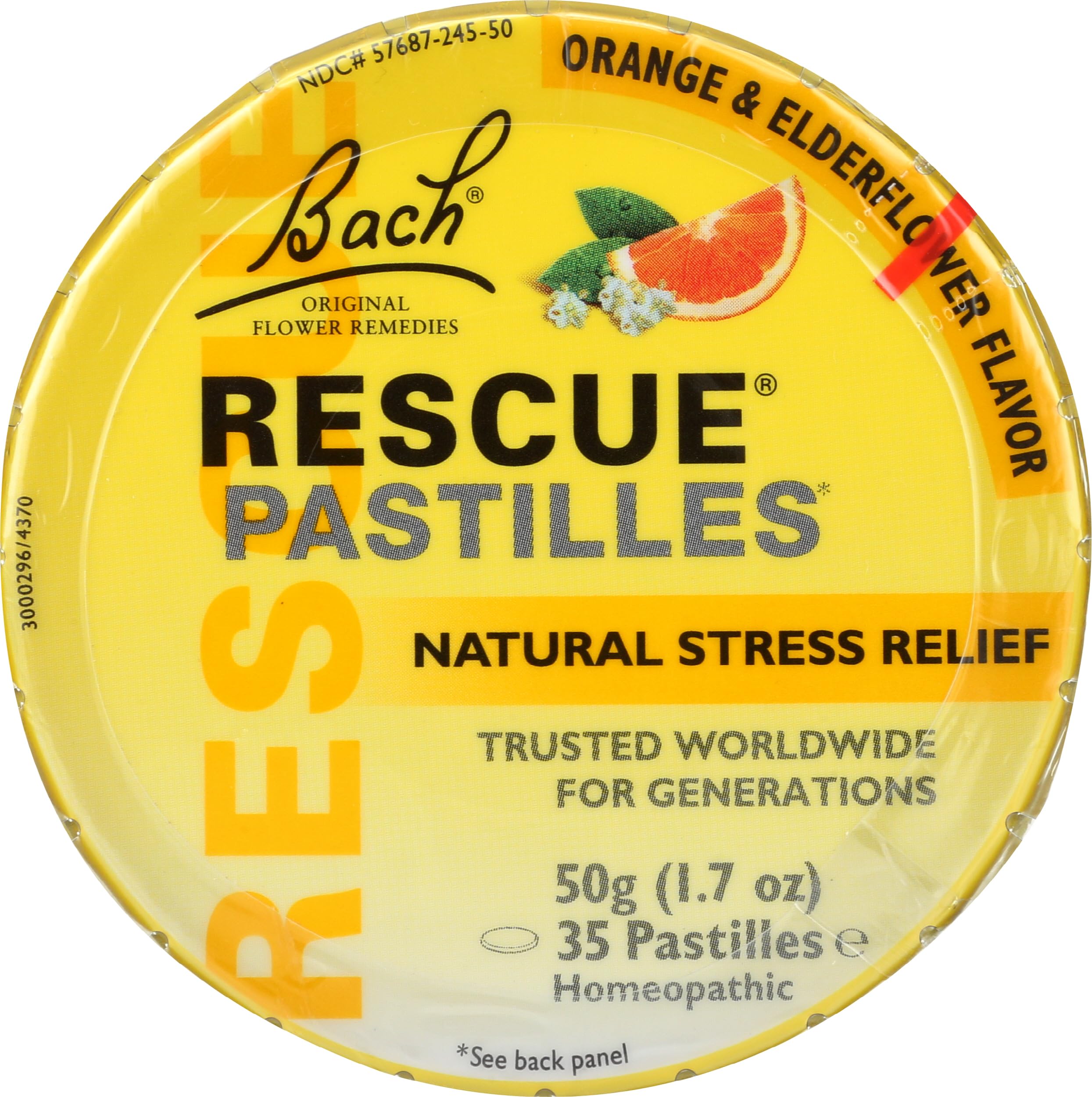 Bach Rescue Pastilles Orange Elderflower, 1.7 OZ