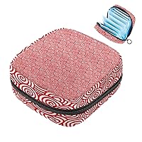 1Pc Portable Sanitary Napkin Storage Bag, Menstrual Cup Pouch, Feminine Care Pads Bag for Girls Women, Tampons First Period Kit, Aesthetic Red Circle
