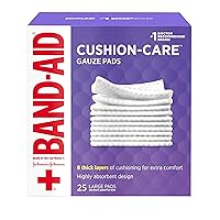 Brand Absorbent Cushion Care Sterile Square Gauze Pads for First Aid Protection of Minor Cuts, Scrapes & Burns, Non-Adhesive, Wound Care Dressing Pads, Large, 4 in x 4 in, 25 ct