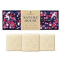 England Black Tea & Peony Bar Soaps, Three Triple Milled, Palm Oil-Free, Vegan Soap Bars, Gift Soaps Boxed in Plastic-Free Recyclable Packaging, Three, 3.5oz Bar Soaps