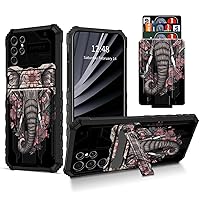 Decorated Elephant Wallet Case for Samsung Galaxy S22 Ultra 6.8