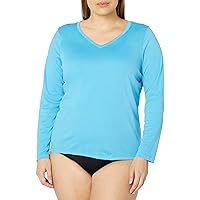 Kanu Surf Womens Plus Size Solid Upf 50 Long Sleeve Swim Shirt Rashguard