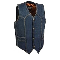 Men's 100% Cotton Basic Denim Vest 4X (52) Blue
