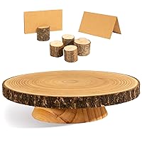 10-12 inch Wooden Rustic Cake Stand, Rustic Wedding Cake Stand, Wood Cake Stand Rustic Slab - Wood Slice Cake Stand for Wedding Reception, Birthday Cake Pedestal