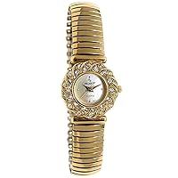 Peugeot Women 14Kt Gold Plated Crystal Bezel Watch with Soft Expansion Bracelet