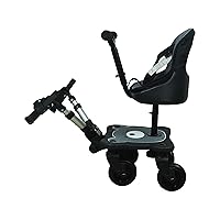 Englacha 2-in-1 Cozy 4-Wheel Rider, Black - Child Rider Stroller Attachment with Saddle Seat and Standing Platform - Universal Fit for Most Prams - Quick and Easy to Use - Designed for Safety