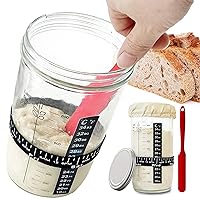 35 oz Large Capacity Sourdough Starter Jar Kit, Food-grade Bread Starter Kit with Silicone Spatula, Cloth Cover&Metal Lid, Stickers, pens, Reusable Glass Sour Dough Starter Jar (Black)