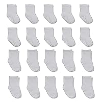 20-Pack Newborn Baby Infant & Toddler Unisex Socks, 0-12/12-24 Months, Assorted Size Pack, White