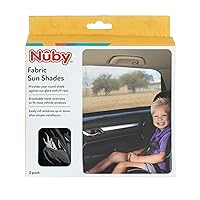 Nuby Car Seat Sunshade for Vehicle Window | 2 Pack| Breathable Mesh Fabric | Full Window Function for Fresh Air Flow | Blocks Sun Rays, Bugs, and Cools Car |Black