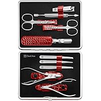 ZWILLING Beauty TWINOX Manicure and Pedicure Crocodile Pattern Cowhide Leather Case with Zip Closure, Nail Care Kit, 11-Piece, Premium Travel Nail Kit, Matte, Red