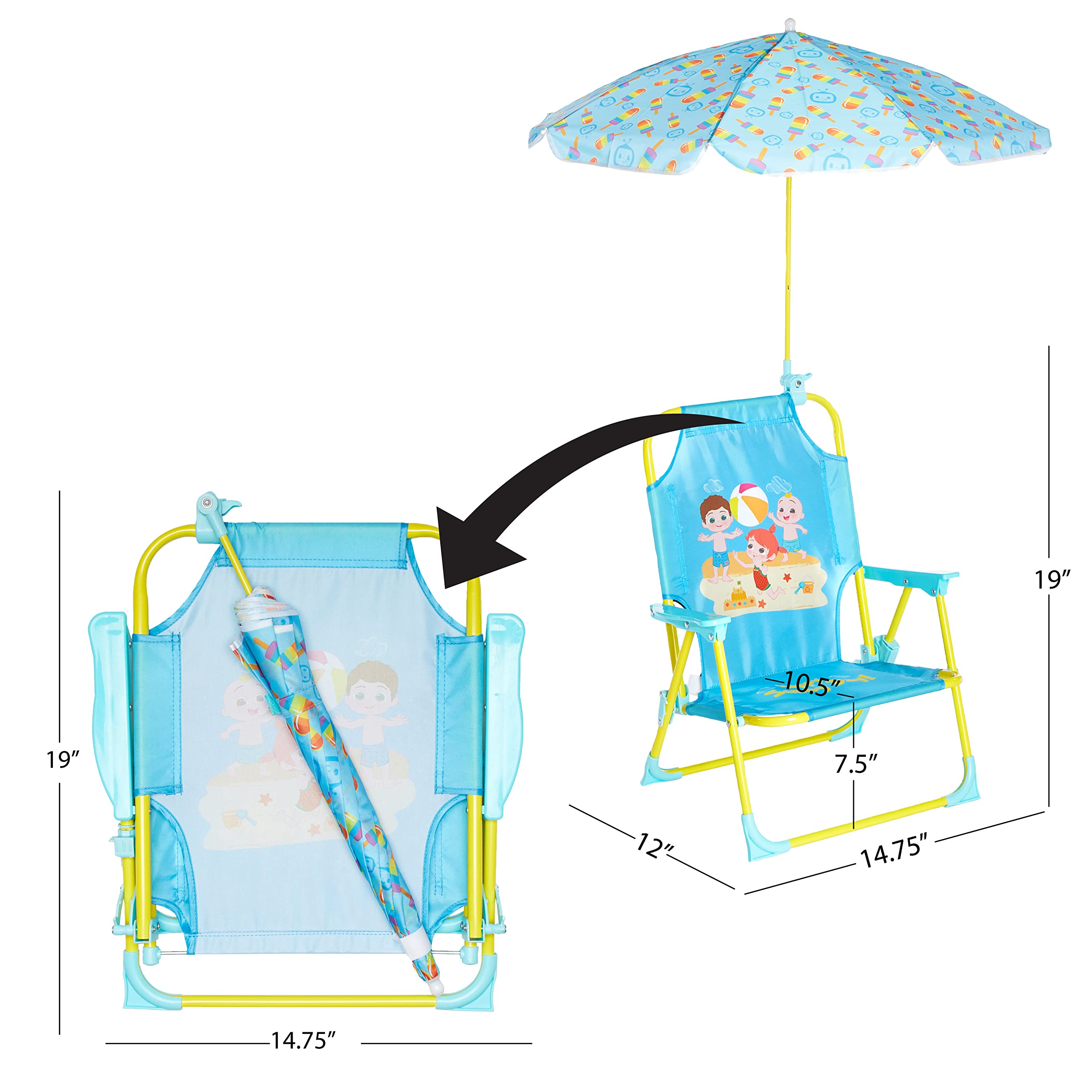 Idea Nuova Kids Outdoor Beach Chair with Umbrella, 12