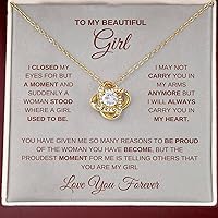 To My Beautiful Girls Love Knot Necklace Pendant Gifts For Women - I Closed My Eyes For But A Moment - Motivational Christmas Birthday Valentines Mothers' Day Gifts