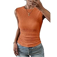 Zeagoo Women's High Neck Tank Top 2024 Summer Casual Ribbed Knit Slim Fitted Basic Textured Sleeveless Shirts