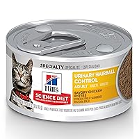 Wet Cat Food, Adult, Urinary & Hairball Control, Savory Chicken Recipe, 2.9 oz. Cans, 24-Pack