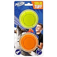 Nerf Dog Sonic Ball Dog Toys, Lightweight, Durable and Water Resistant, 2.5 Inches, for Small/Medium/Large Breeds, Two Pack, Green and Orange