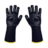 Heat Resistant Gloves - 480℉ Grilling Gloves For Fireplace - Barbeque Accessories For Kitchen - BBQ Gloves - Oven Mitt For Oven, 1 Pair, Dupont Nomex Heat Fiber is Made In USA